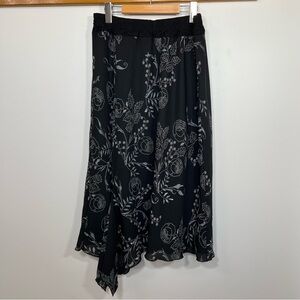 Encore Black Floral Midi Skirt size 20